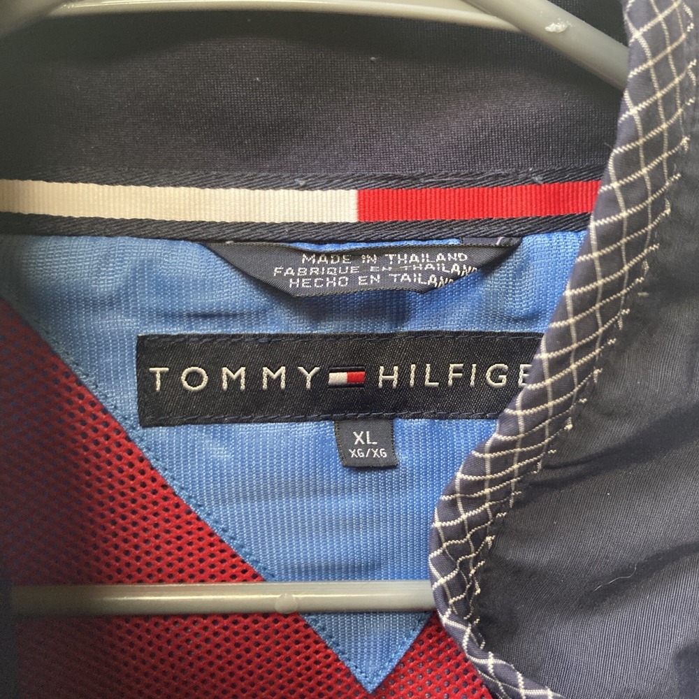 Tommy Hilfiger Men's‎ XL Colorblock Windbreaker Jacket Navy Blue Red White
